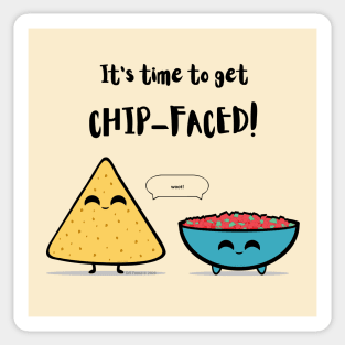 Time to Get Chip Faced salsa and chip Sticker